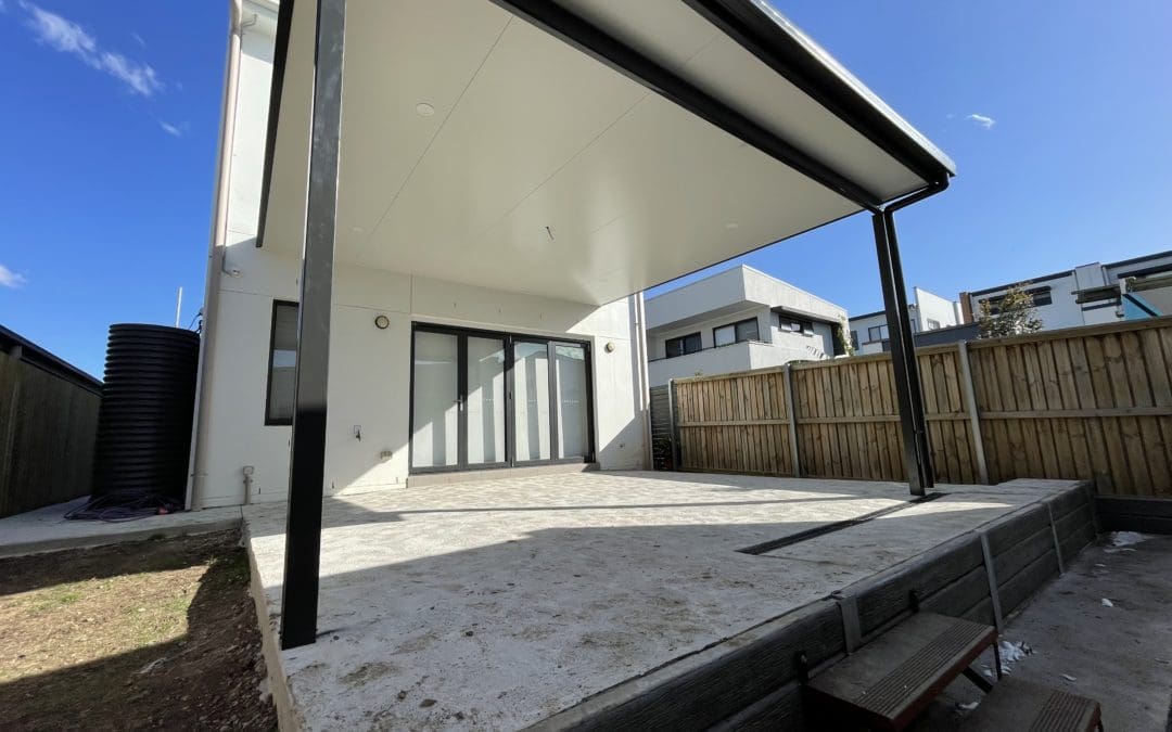 Flat Insulated Pergola with Downlights and Outdoor Fan, Oran Park 