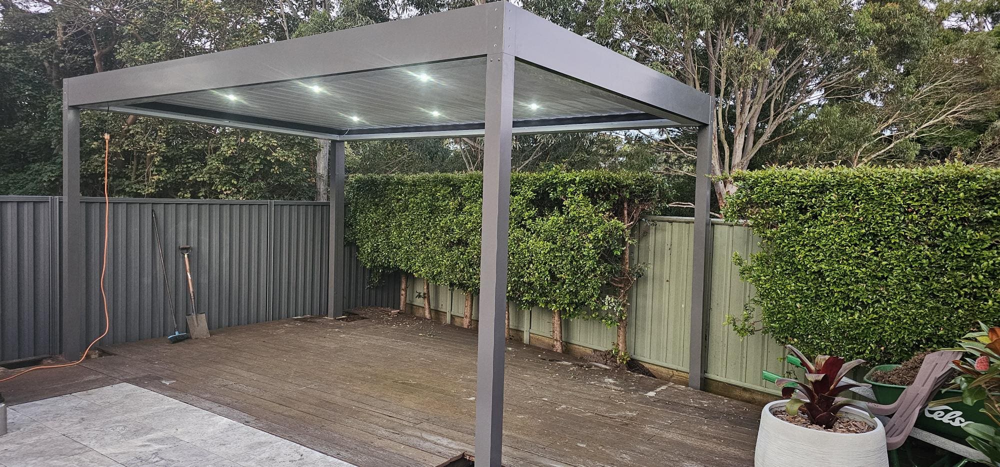 Double Gable Pergola with Merbau Posts Picton - NHIC